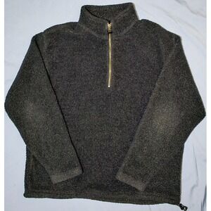 VINTAGE American Eagle Sweater Large Adult Black Fleece 1/4 Zip Pullover‎ Mens L
